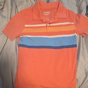 Jumping Beans Kids Polo Shirt - Coral and Blue Stripes